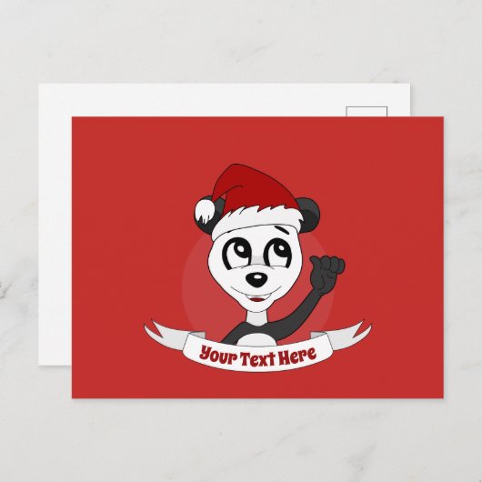 Kerstcartoon met schattig panda-beer briefkaart
