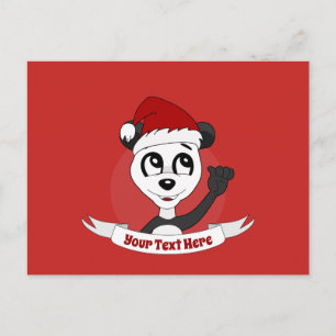Kerstcartoon met schattig panda-beer briefkaart