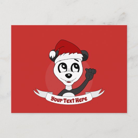 Kerstcartoon met schattig panda-beer briefkaart (Voorkant)