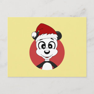 Kerstcartoon met schattig panda-beer briefkaart