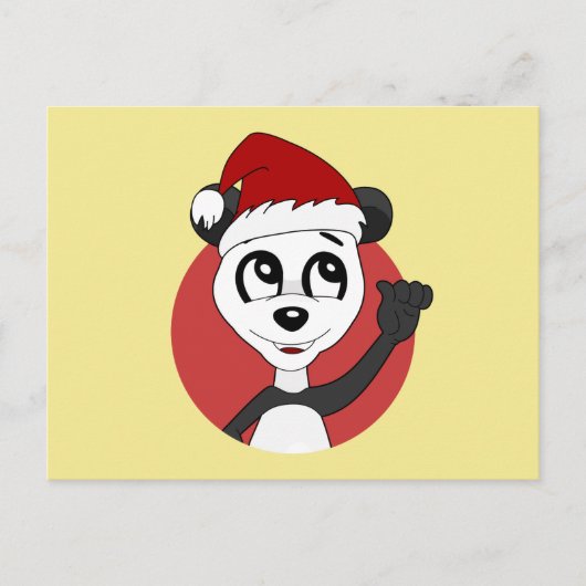 Kerstcartoon met schattig panda-beer briefkaart (Voorkant)