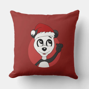 kerstcartoon met schattig panda-beer gooi plas kussen