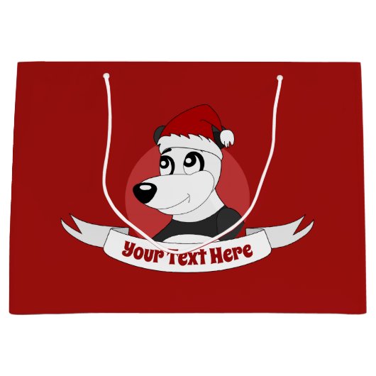 kerstcartoon met schattig panda-beer grote cadeau groot cadeauzakje (Voorkant)