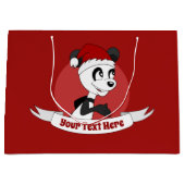 kerstcartoon met schattig panda-beer grote cadeau groot cadeauzakje (Voorkant)