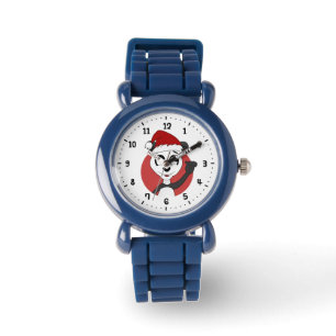 Kerstcartoon met schattig panda-beer horloge