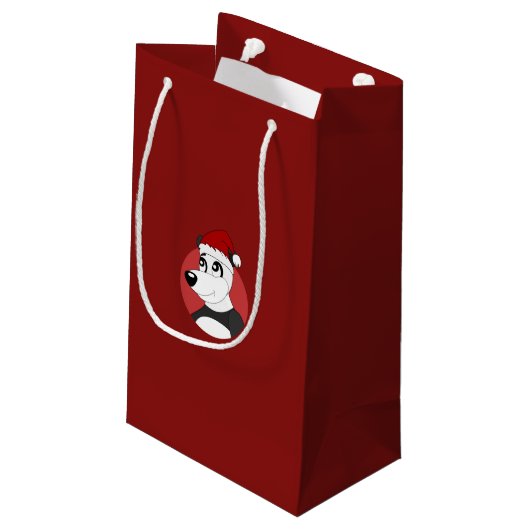 kerstcartoon met schattig panda-beer klein cadeau klein cadeauzakje (Achterkant Gekanteld)