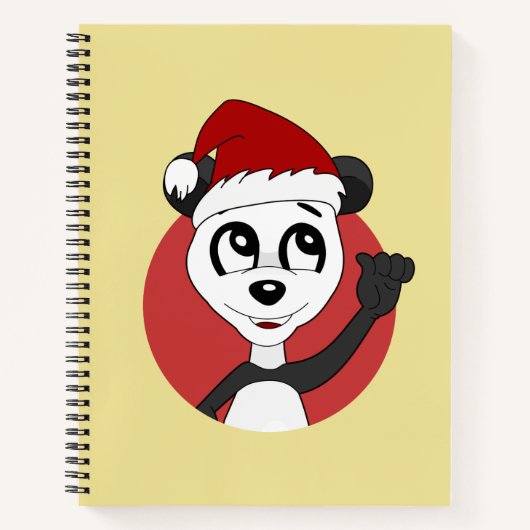Kerstcartoon met schattig panda-beer notitieboek (Voorkant)