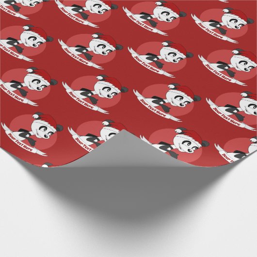 kerstcartoon met schattig panda-beer om pa te verp cadeaupapier (Hoek)