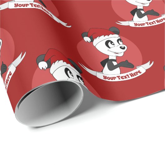 kerstcartoon met schattig panda-beer om pa te verp cadeaupapier (Rol Hoek)