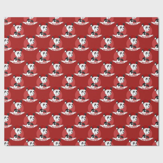 kerstcartoon met schattig panda-beer om pa te verp cadeaupapier (Zoom)