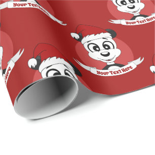 kerstcartoon met schattig panda-beer om pa te verp cadeaupapier