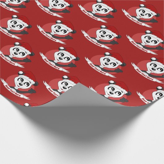 kerstcartoon met schattig panda-beer om pa te verp cadeaupapier (Hoek)