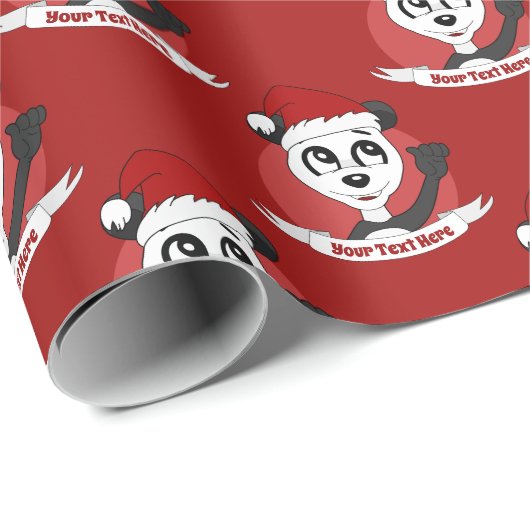kerstcartoon met schattig panda-beer om pa te verp cadeaupapier (Rol Hoek)