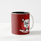 kerstcartoon met schattig panda-beer tweetone-co tweekleurige koffiemok (Voorkant rechts)