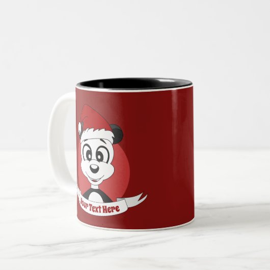 kerstcartoon met schattig panda-beer tweetone-co tweekleurige koffiemok (Voorkant links)