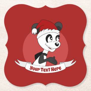 Kerstcartoon met schattige beren kust van panda kartonnen onderzetters