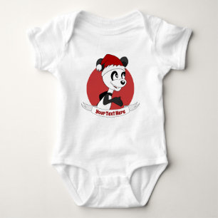 Kerstcartoon met schattige panda-baby romper