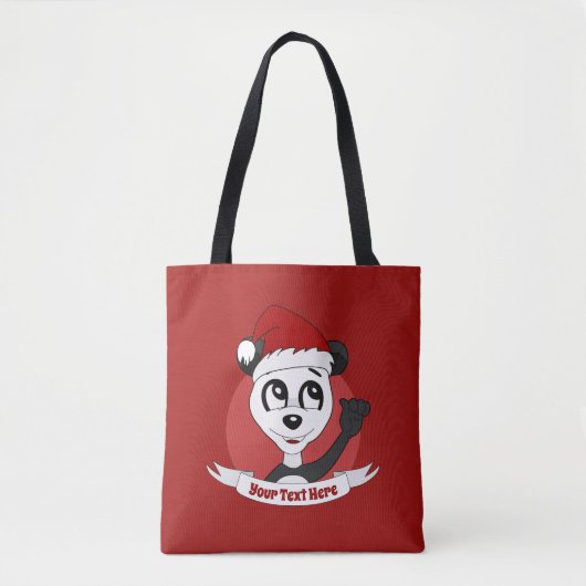 Kerstcartoon met schattige panda-beer canvas tas (Voorkant)