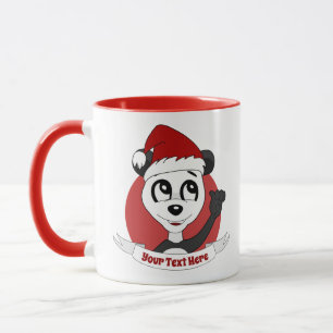 Kerstcartoon met schattige panda-beer mok