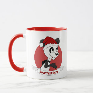 Kerstcartoon met schattige panda-beer mok