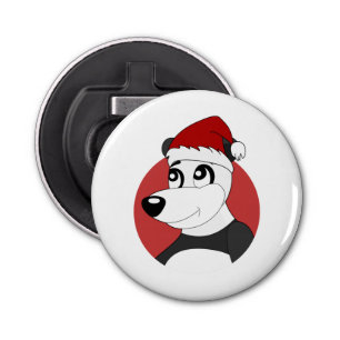 Kerstcartoon met schattige panda-beer open button flesopener