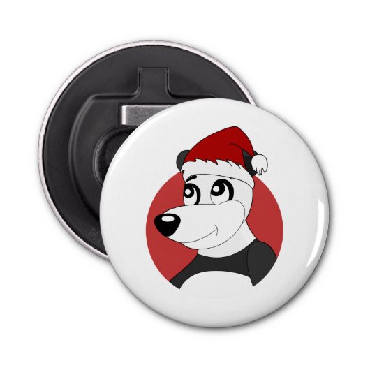 Kerstcartoon met schattige panda-beer open button flesopener (Voorkant)