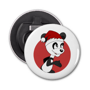 Kerstcartoon met schattige panda-beer open button flesopener