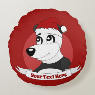 kerstcartoon met schattige panda-beer rondepilaar rond kussen