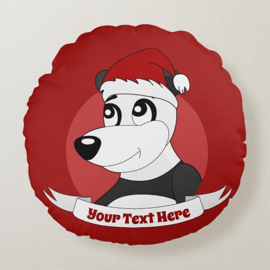 kerstcartoon met schattige panda-beer rondepilaar rond kussen (Voorkant)