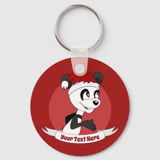 Kerstcartoon met schattige panda-beer sleutelhange sleutelhanger (Voorkant)
