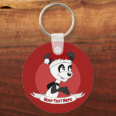 Kerstcartoon met schattige panda-beer sleutelhange sleutelhanger (Voorkant)
