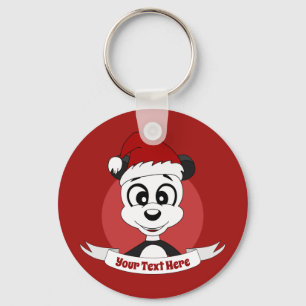 Kerstcartoon met schattige panda-beer sleutelhange sleutelhanger
