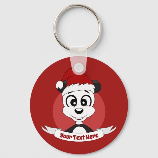 Kerstcartoon met schattige panda-beer sleutelhange sleutelhanger (Voorkant)