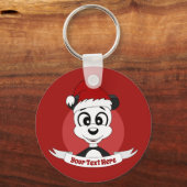 Kerstcartoon met schattige panda-beer sleutelhange sleutelhanger (Voorkant)