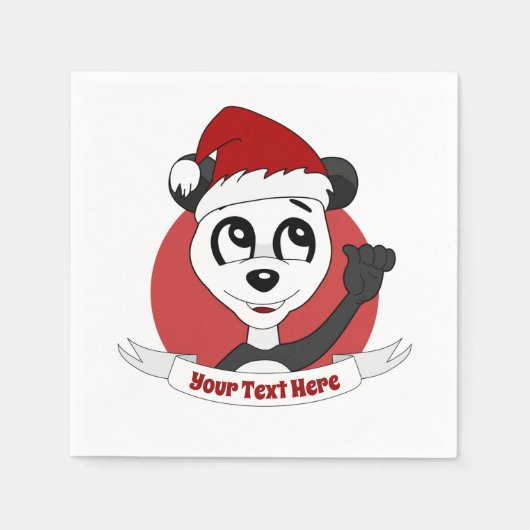 kerstcartoon met schattige panda-beren luiers servet (Voorkant)