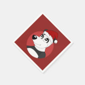 Kerstcartoon met schattige pandenluiers servet (Hoek)