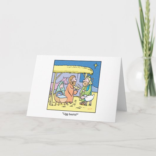 KerstCartoon Oegg Boots Feestdagen Kaart (Voorkant)