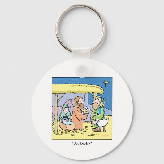 KerstCartoon Oegg Boots Sleutelhanger (Voorkant)