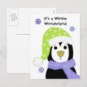 KerstCartoon Penguin Feestdagenkaart (Voorkant / Achterkant)