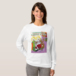 Kerstcasino-achtige vrouwen met witte lange slv-sh t-shirt