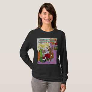 Kerstcasino-achtige vrouwen met zwarte lange slv-s t-shirt