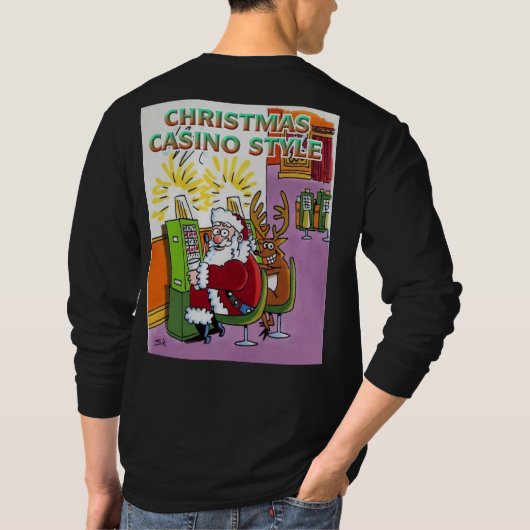 Kerstcasino-stijl, lang zwart shirt terug (Achterkant)
