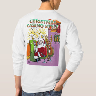 Kerstcasino-stijl witte langslv shirt terug