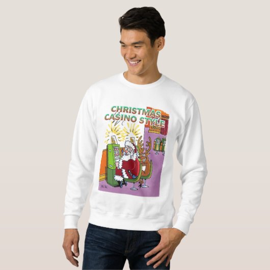 Kerstcasino Style, wit sweatshirt (Voorkant volledig)