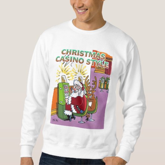Kerstcasino Style, wit sweatshirt (Voorkant)