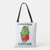 kerstcatcus Holiday Cactus Cartoon Fun Tote Bag (Achterkant)