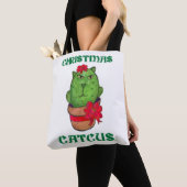 kerstcatcus Holiday Cactus Cartoon Fun Tote Bag (Dichtbij)