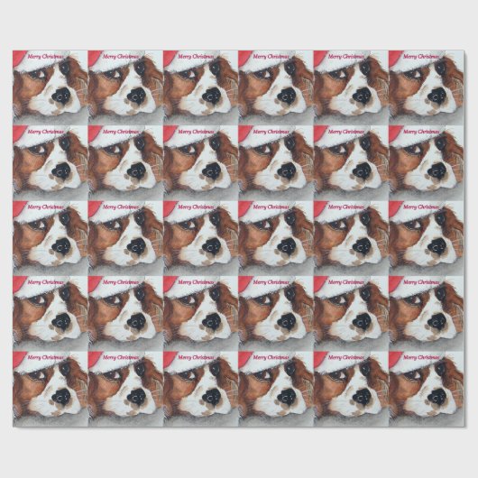 KerstCavalier King Charles Spaniel Cadeaupapier (Vlak)