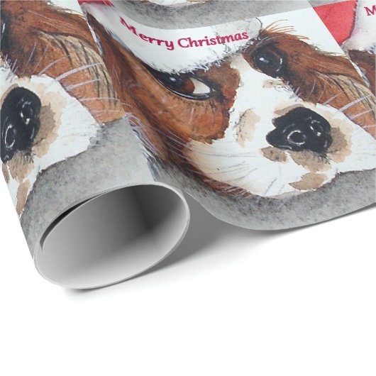 KerstCavalier King Charles Spaniel Cadeaupapier (Rol Hoek)