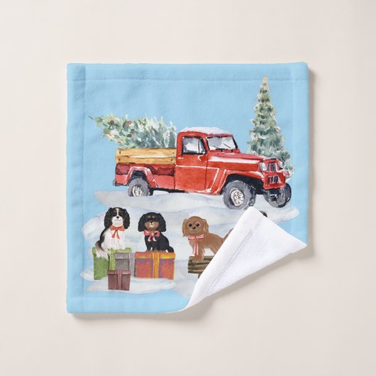 KerstCavalier King Charles Spaniel Hand Towel Bad Handdoek (Wasdoekje)